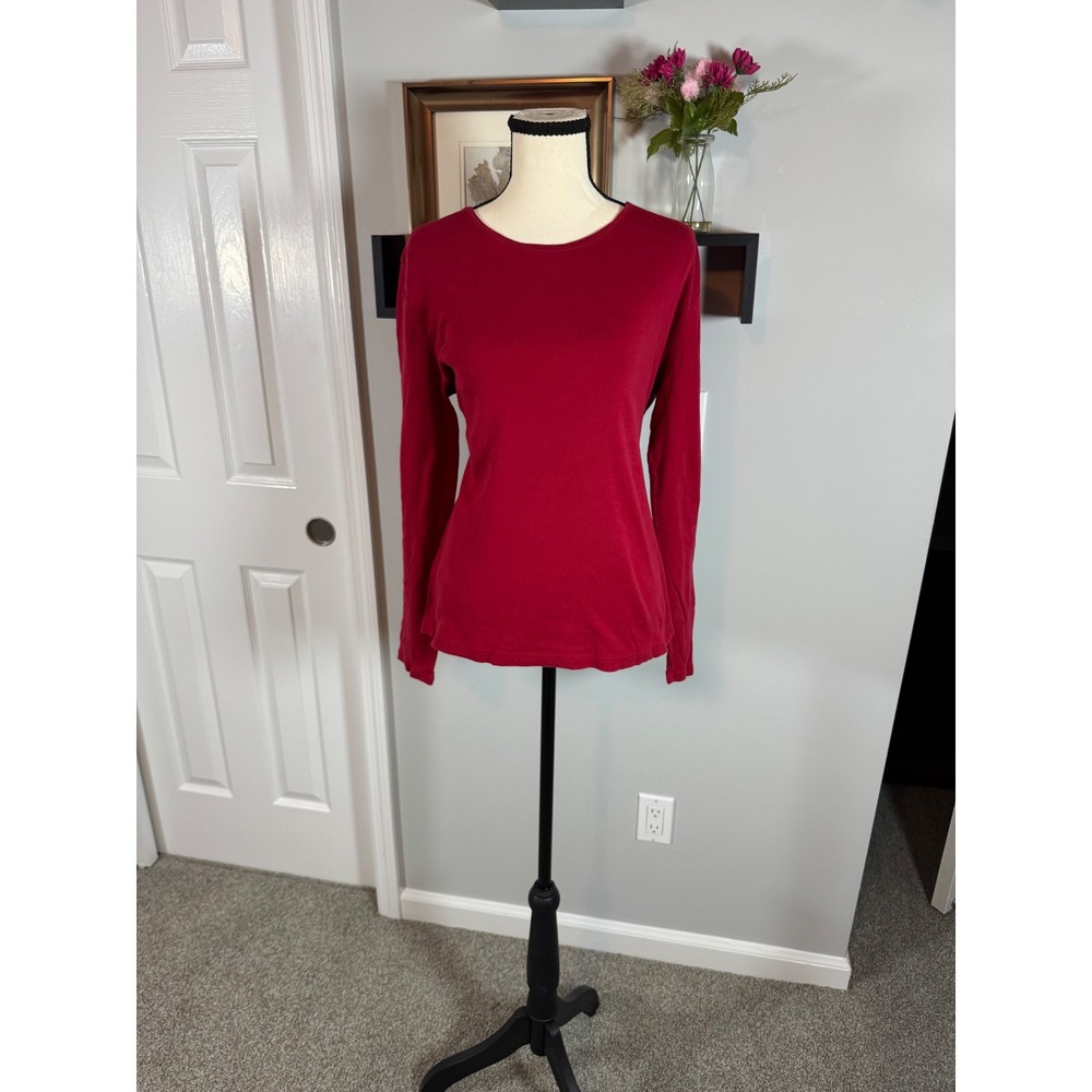 Croft & Barrow Classic Tee Red Long Sleeve Cotton Crew Neck Top XL